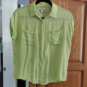 Bright green sleeveless top